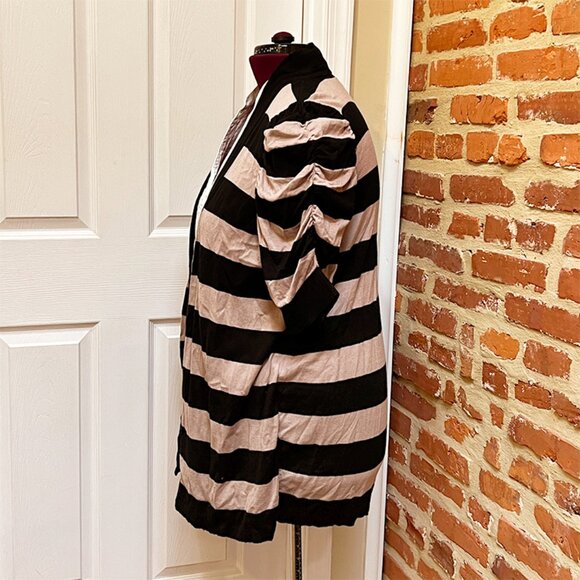 INC International Concepts Layered Look Black & Beige Cardigan w/White Blouse - Picture 4 of 4